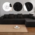 Dan&Dre Housse de canapé de protection 3 +2 places en L d'angle en polyester pour meubles de maison douce luxueuse - noir-0