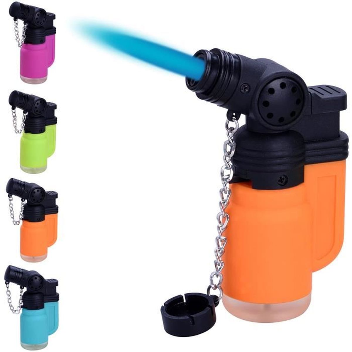Briquet Tempête Chalumeau Torche Rechargeable à Gaz - Flamme Réglable, Coupe-vent, Dimensions 3.5x7.7x2.5 Cm - Rose, Sécurisé Avec Capuchon