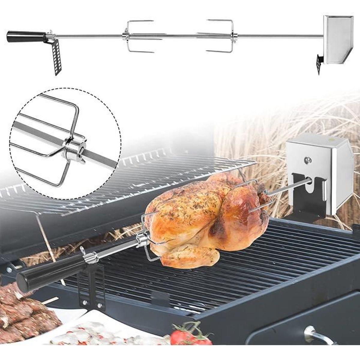 YUENFONG Ensemble de brochettes pour barbecue comprenant 4 x pinces à