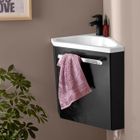 MOB-IN Meuble lave-mains d'angle noir SKINO avec robinet noir