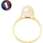 Bague - PERLINEA - Véritable Perle de Culture 7-8 mm - Colori Rose Naturel - Or Jaune - Femme