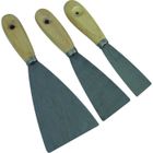TECH-IT TEC HIT - Jeu de 3 couteaux peintre - Lame Inox - Manche ergonomique en bois - Tailles 50, 75 et 125mm