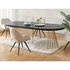 VENTE-UNIQUE Table à manger extensible 2 à 12 personnes en MDF et acier - Effet marbre noir et Doré - FIRELA
