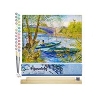 Figured'Art Peinture par Numéro Adulte La pêche au Printemps, Pont de Clichy - Van Gogh - 40x50cm avec châssis en bois à monter