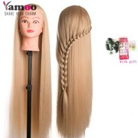 Tête poupées pour coiffeurs 60cm cheveux synthétique mannequin tête coiffures femme Mannequin coiffure coiffure tête d'entraînement