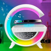 Enceinte Bluetooth Portable Haut-Parleur Bluetooth Lumineuse sans Fil avec Charge sans fil Veilleuse Réveil Radio FM