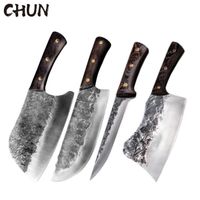 4 PCS Set - Ensemble de couteaux de Chef de cuisine en acier à haute teneur en carbone, couperet à hacher fai