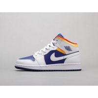 Chaussures de basket Nike - Air Jordan 1 Mid (GS) - Blanc - Bleu - Orange