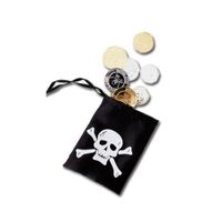 Bourse de pirate noire PTIT CLOWN avec 12 pièces dorées et argentées pour adulte - Extérieur