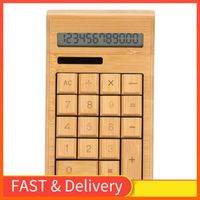 HUM-calculatrice en bambou Calculatrice Solaire Fonctionnelle, Grand Bouton et écran, Double Alimentation, Calculatrice de Bureau