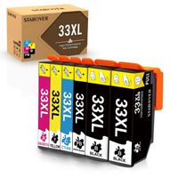 Cartouche d'encre compatible pour EPSON 33XL - STAROVER - Pack de 6 - Noir, Cyan, Magenta, Jaune, Photo Noir