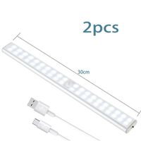 2PCS Veilleuse lampe de placard 40 LED sans fil Détecteur de mouvement Éclairage Armoire de cuisine Veilleuse Blanc froid