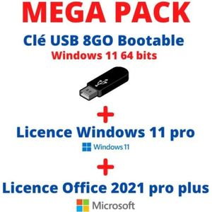 CLÉ USB PACK WINDOWS 11 SUR CLE USB BOOTABLE + LICENCE WIN