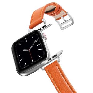 BRACELET MONTRE CONNEC. 45mm - 4 Slim Orange - Bracelet Boucle En Cuir Véritable Pour Apple Watch Se 7654,Bracelet Connecté Iwatch 3