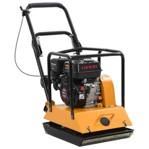vidaXL Compacteur /à Plaque Vibrante Electrique Jardinage Compactage des Tranch/ées Entretien des Routes Rev/êtement des All/ées 196 CC 63 kg 12,1 KN