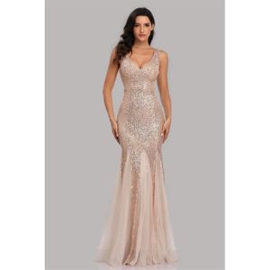 ROBE DE CÉRÉMONIE Robe de soirée longue sirène élégante à manches courtes pour femme