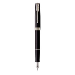 Stylo - Parure PARKER Sonnet stylo plume, laque noire, attributs palladium, Plume moyenne – Coffret cadeau