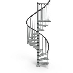 escalier exterieur colimacon 12 marches palier diametre 140cm structure et marches en acier galvanise exterior zink misterstep cdiscount bricolage