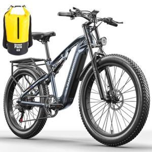 VÉLO ASSISTANCE ÉLEC Shengmilo Vélo électrique à suspension complète 26
