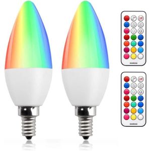 AMPOULE - LED Bonlux 3W E14 RGB Dimmable bougie Ampoule LED couleur changeable RGB+Blanc Chaud 12 couleurs fonction de mémoire et minuterie RG41