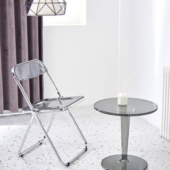Chaise de Salle à Manger Pliante en Acrylique Gris Transparent ZHONGLI - Contemporain - Design - 1 Place - 200kg