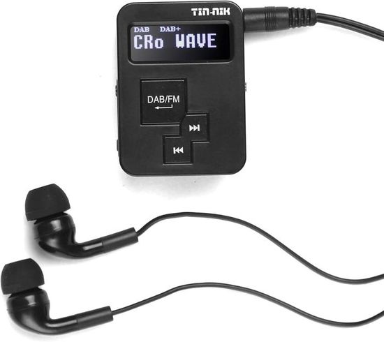 Radio DAB/DAB+ FM De Poche Tin-Nik - Rechargeable, écran OLED, écouteurs Inclus, Pour Sport, Course, Balade