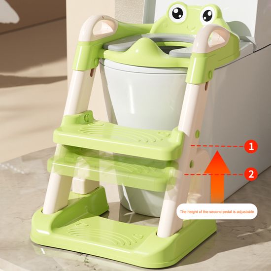 Réducteur Toilette Enfant Avec Marche Pliable - Rehausseur WC Enfant Réglable, Antidérapant, 81kg Max