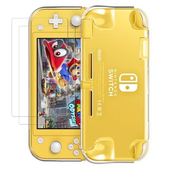 pack kit protection integrale transparente nintendo switch lite coque silicone 2 verres trempe solide d ecran anti rayure et choc cdiscount informatique