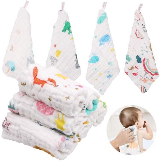 Langes Bébé Mousseline Coton Bio - Lot De 5 Débarbouillettes Douces 23x23cm