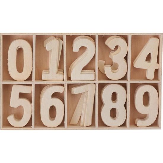Lot De 2 Sets De Chiffres En Bois 1 à 24 Pour Calendrier De L'Avent - Décoration Noël DIY, Couleur Naturelle - 10