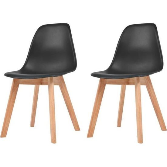 2 x Chaises de salle à manger Professionnel - Chaise de cuisine Chaise Scandinave - Noir Plastique &9568