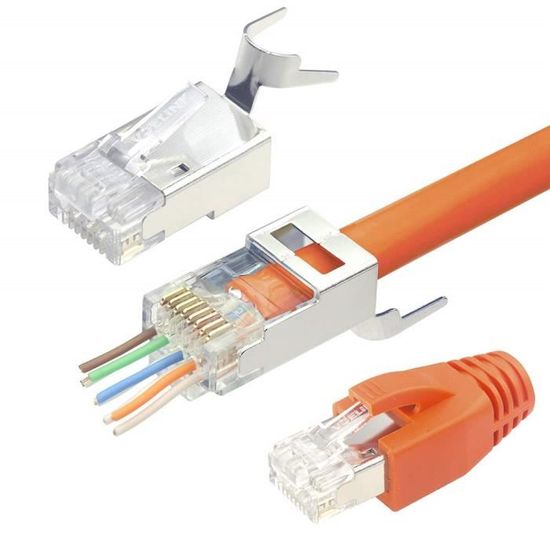 (2ème génération) Connecteur RJ45 Cat7 Cat6A Fiche réseau Pass Through RJ45  pour câble de pose Blindé avec enfile et protection[802] - Cdiscount  Informatique