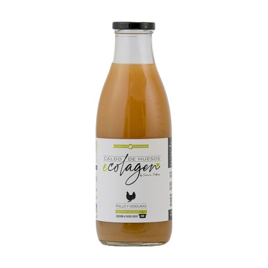 ECOLAGEN Bouillon d'os de poulet bio aux légumes 1 L (Poulet