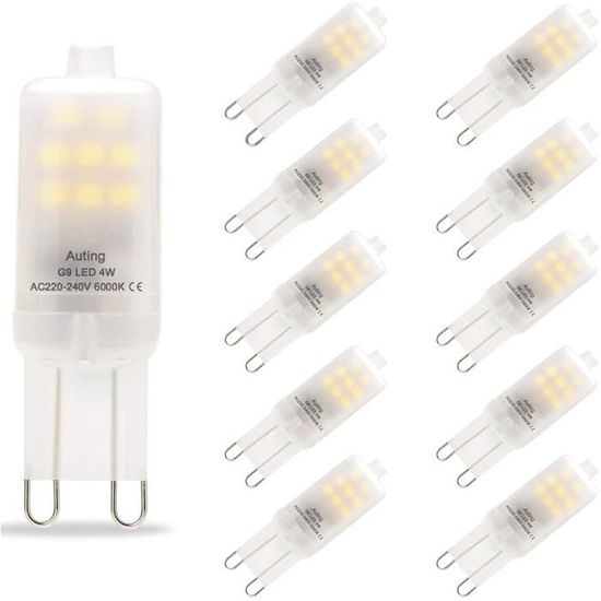 AMPOULE Auting G9 LED Ampoules 4W Blanc Froid 6000K,Equivalent 40W Halogen Ampoules,400 Lumens,Sans Scintillement,Non Dimmable, 436