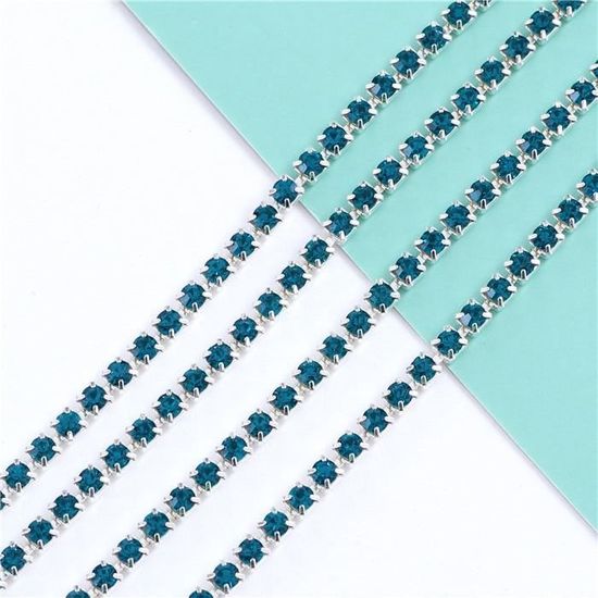 Dense Strass Chaîne Argent Griffe Base Chaîne Flatback Strass Garniture Couture