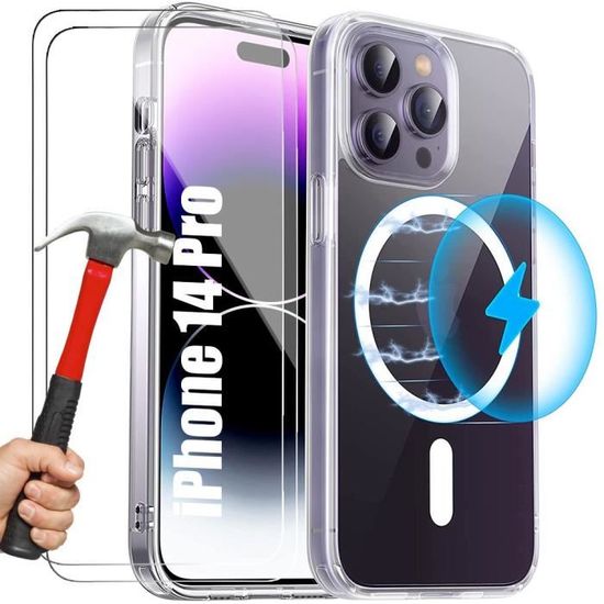 Czyoa Coque Magnétique Pour IPhone 17 Pro Avec 2 Pièces Verre Trempé Protection Écran + 2 Protections Pour Caméras, Anti-Rayures, Anti-Dérapante, Etui De Transparent TPU Protection