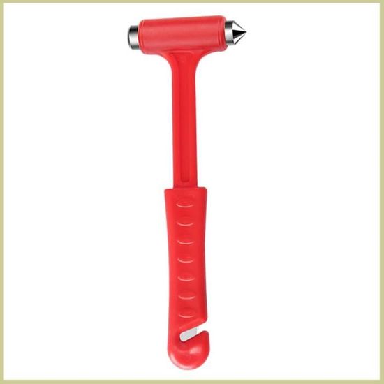 Marteau De Sécurité Auto 2-en-1 - Brise-vitre Et Coupe-ceinture - Outil D'urgence Pour Voiture (noir Et Rouge)