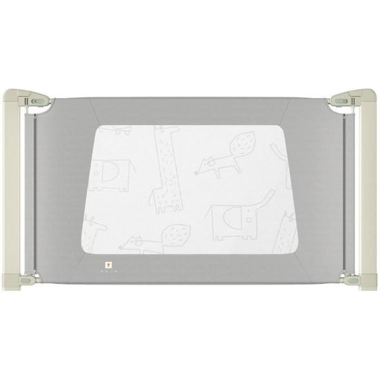 DREAMADE Barrière de Lit pour Bébé Portable avec Hauteur Réglable à 4 Positions et Double Verrouillage, Gris, 150X47X80-95CM