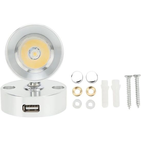 Lampe De Lecture LED 12-24V Pour Camping-Car/Bateau - En Aluminium - Intensité Et Angle Réglables - Port USB