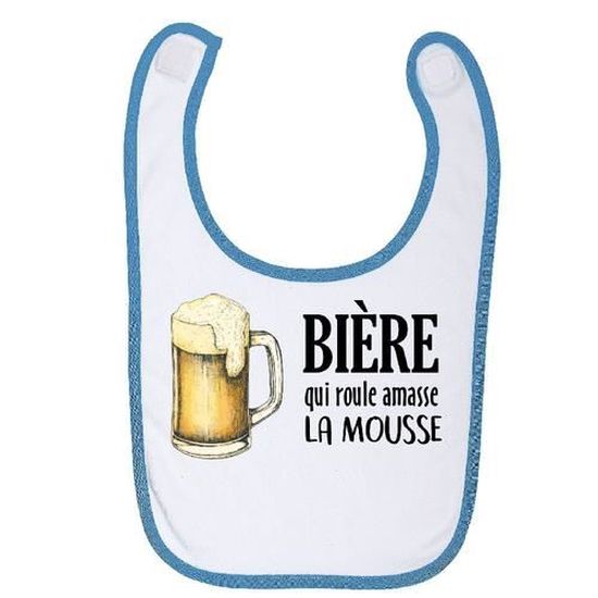 Bavoir Bebe Coton Bleu Gs Biere Qui Roule Amasse La Mousse Cdiscount Pret A Porter