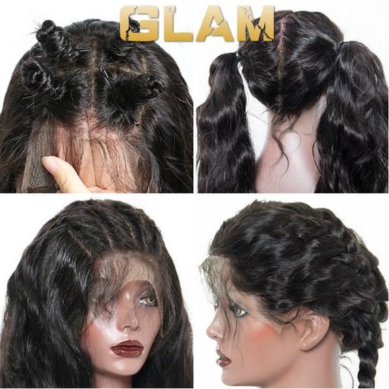10" 180% de perruques de cheveux humains préencollées avec des cheveux de bébé brésilien Loose Wave Full Lace Wig