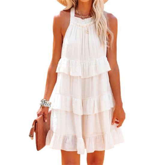 Robe Dos Nu Mini à Bulles – Sans Manches, Nouée Dans Le Dos – Idéale Pour Fête, Plage, Soirée – 100% Polyester - 4