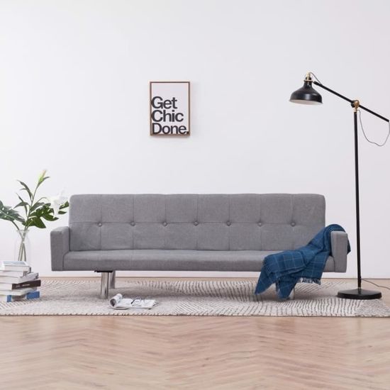 8264Supersale® Canapé-lit,Canapé d'angle Convertible & Réversible - Design scandinave avec accoudoir Gris clair Polyester