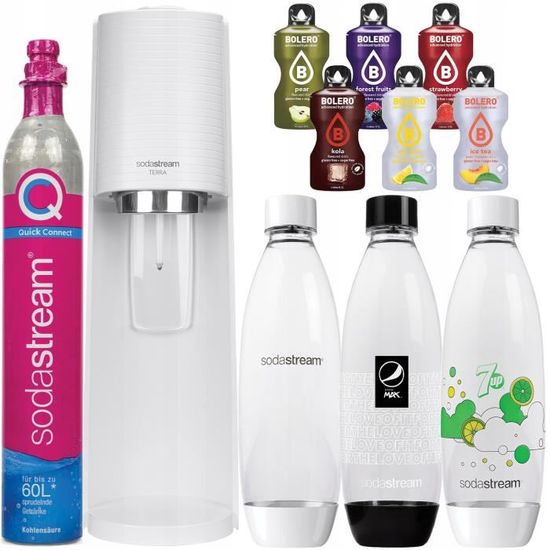 SodaStream Terra - Machine à Eau Gazeuse Avec 3 Bouteilles - Blanc