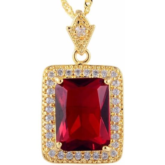 Collier Pendentif Chaîne Plaqué Or CZ Diamant - Bijou Vintage Coeur - État Impeccable