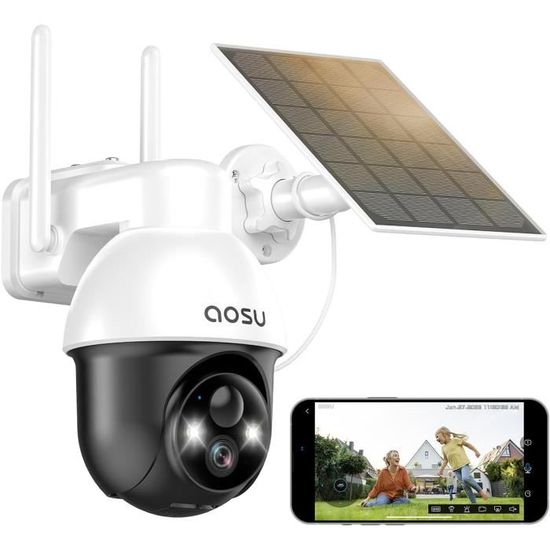 Kit 4 Caméras De Surveillance Sans Fil Solaires – 2K, Vision Nocturne Couleur, Extérieur