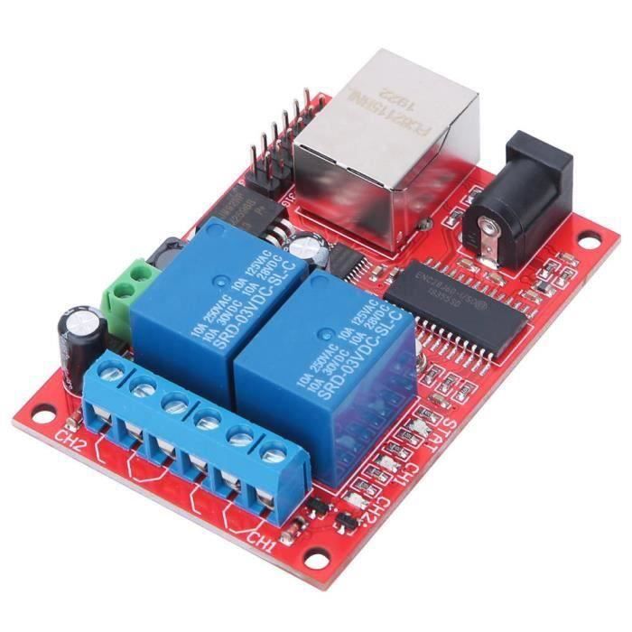 Module Relais Ethernet 2 Voies - Contrôle Via IP Web, Tension DC 5V-24V, Carte Relais LAN Pour Domotique - 13