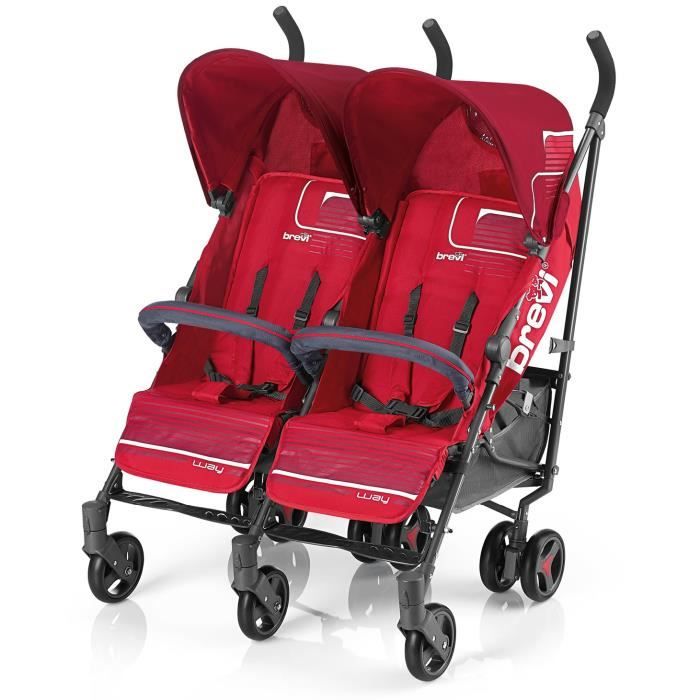 BREVI Poussette Canne Double Marathon Twin Rouge Cdiscount