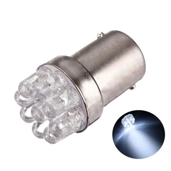 1x Ampoule BA15S LED P21W 9 leds Blanc xenon 6000K Veilleuses 12V Auto et Moto