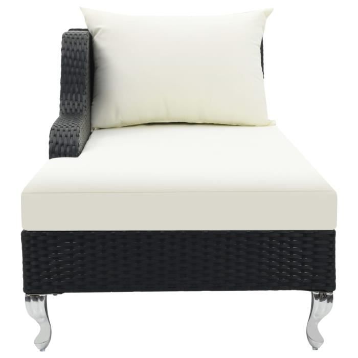 KAI Chaise longue avec coussin Noir 210x75x78 cm Résine tressée